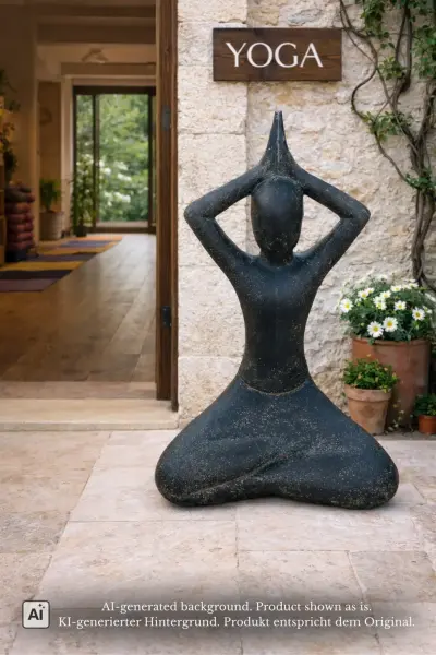 Product image 1 of the product “Sitting woman in Yoga position - Arms Low, in the sizes from 30 to 155cm, cast stone, antique finish ”
